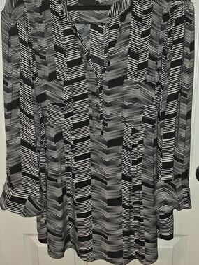 Cocomo Black and White Striped V-Neck Tunic